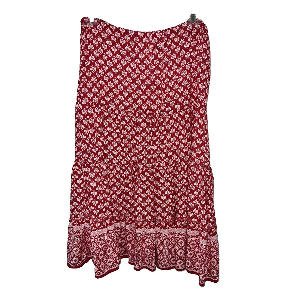 White Stag Skirt Women's M(8-10) Red/White Draw string Waist Cottagecore Boho - Picture 3 of 15